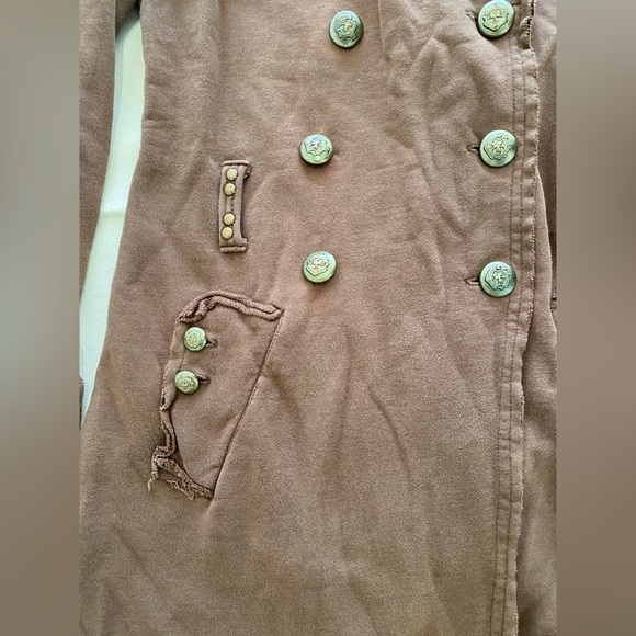 YAG Couture Brown Belted Double Breasted Jacket Y2K Pirate Juniors Large - Picture 5 of 12